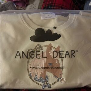 Angel Dear White Long Sleeve Tee with Horse Design